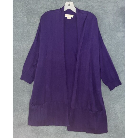Michael Kors Cardigan Womens Size 1X Purple Open Front Sweater Cardigancore - Picture 1 of 10